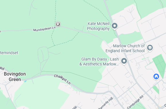 Map showing the Munday Growers site on Mundaydean Lane, Marlow